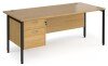 Dams Maestro 25 Rectangular Desk with Straight Legs and 2 Drawer Fixed Pedestal - 1800 x 800mm - Oak