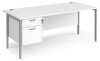 Dams Maestro 25 Rectangular Desk with Straight Legs and 2 Drawer Fixed Pedestal - 1800 x 800mm - White