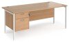 Dams Maestro 25 Rectangular Desk with Straight Legs and 2 Drawer Fixed Pedestal - 1800 x 800mm - Beech