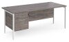 Dams Maestro 25 Rectangular Desk with Straight Legs and 2 Drawer Fixed Pedestal - 1800 x 800mm - Grey Oak