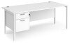 Dams Maestro 25 Rectangular Desk with Straight Legs and 2 Drawer Fixed Pedestal - 1800 x 800mm - White