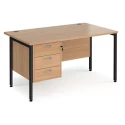 Dams Maestro 25 Rectangular Desk with Straight Legs and 3 Drawer Fixed Pedestal - 1400 x 800mm