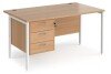 Dams Maestro 25 Rectangular Desk with Straight Legs and 3 Drawer Fixed Pedestal - 1400 x 800mm - Beech