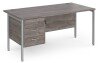 Dams Maestro 25 Rectangular Desk with Straight Legs and 3 Drawer Fixed Pedestal - 1600 x 800mm - Grey Oak