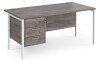 Dams Maestro 25 Rectangular Desk with Straight Legs and 3 Drawer Fixed Pedestal - 1600 x 800mm - Grey Oak
