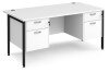 Dams Maestro 25 Rectangular Desk with Straight Legs, 2 and 2 Drawer Fixed Pedestal - 1600 x 800mm - White