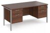 Dams Maestro 25 Rectangular Desk with Straight Legs, 2 and 2 Drawer Fixed Pedestal - 1600 x 800mm - Walnut