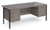 Dams Maestro 25 Rectangular Desk with Straight Legs, 2 and 2 Drawer Fixed Pedestals - 1800 x 800mm - Grey Oak