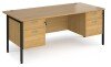 Dams Maestro 25 Rectangular Desk with Straight Legs, 2 and 2 Drawer Fixed Pedestals - 1800 x 800mm - Oak