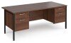 Dams Maestro 25 Rectangular Desk with Straight Legs, 2 and 2 Drawer Fixed Pedestals - 1800 x 800mm - Walnut