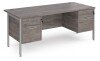 Dams Maestro 25 Rectangular Desk with Straight Legs, 2 and 2 Drawer Fixed Pedestals - 1800 x 800mm - Grey Oak