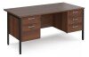 Dams Maestro 25 Rectangular Desk with Straight Legs, 2 and 3 Drawer Fixed Pedestals - 1600 x 800mm - Walnut