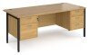 Dams Maestro 25 Rectangular Desk with Straight Legs, 2 and 3 Drawer Fixed Pedestals - 1800 x 800mm - Oak