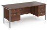 Dams Maestro 25 Rectangular Desk with Straight Legs, 2 and 3 Drawer Fixed Pedestals - 1800 x 800mm - Walnut