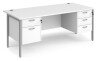 Dams Maestro 25 Rectangular Desk with Straight Legs, 2 and 3 Drawer Fixed Pedestals - 1800 x 800mm - White
