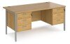 Dams Maestro 25 Rectangular Desk with Straight Legs, 3 and 3 Drawer Fixed Pedestals - 1600 x 800mm - Oak