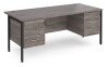 Dams Maestro 25 Rectangular Desk with Straight Legs, 3 and 3 Drawer Fixed Pedestals - 1800 x 800mm - Grey Oak