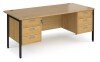 Dams Maestro 25 Rectangular Desk with Straight Legs, 3 and 3 Drawer Fixed Pedestals - 1800 x 800mm - Oak