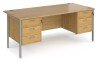 Dams Maestro 25 Rectangular Desk with Straight Legs, 3 and 3 Drawer Fixed Pedestals - 1800 x 800mm - Oak