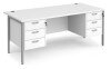 Dams Maestro 25 Rectangular Desk with Straight Legs, 3 and 3 Drawer Fixed Pedestals - 1800 x 800mm - White