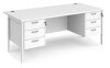 Dams Maestro 25 Rectangular Desk with Straight Legs, 3 and 3 Drawer Fixed Pedestals - 1800 x 800mm - White