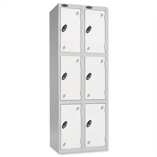 Probe Low Three Door Nest of Two Steel Lockers - 1210 x 305 x 460mm - White (RAL 9016)