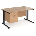 Dams Maestro 25 Rectangular Desk with Twin Cantilever Legs and 2 Drawer Fixed Pedestal - 1400 x 800mm