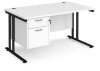 Dams Maestro 25 Rectangular Desk with Twin Cantilever Legs and 2 Drawer Fixed Pedestal - 1400 x 800mm - White