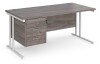 Dams Maestro 25 Rectangular Desk with Twin Cantilever Legs and 3 Drawer Fixed Pedestal - 1600 x 800mm - Grey Oak