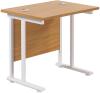 TC Twin Upright Rectangular Desk with Twin Cantilever Legs - 800mm x 600mm - Nova Oak