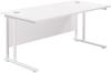 TC Twin Upright Rectangular Desk with Twin Cantilever Legs - 1600mm x 800mm - White