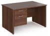 Dams Maestro 25 Rectangular Desk with Panel End Legs and 2 Drawer Fixed Pedestal - 1200 x 800mm - Walnut