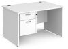 Dams Maestro 25 Rectangular Desk with Panel End Legs and 2 Drawer Fixed Pedestal - 1200 x 800mm - White