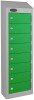 Probe Low Eight Door Single Steel Wallet Locker with Sloping Top - 1000/920 x 250 x 180mm - Green (RAL 6018)