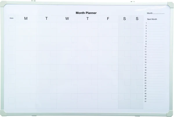 Spaceright Monthly Planner Magnetic White Board - 900 x 600mm