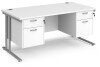 Dams Maestro 25 Rectangular Desk with Twin Cantilever Legs, 2 and 2 Drawer Fixed Pedestals - 1600 x 800mm - White