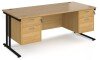 Dams Maestro 25 Rectangular Desk with Twin Cantilever Legs, 2 and 2 Drawer Fixed Pedestals - 1800 x 800mm - Oak