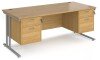 Dams Maestro 25 Rectangular Desk with Twin Cantilever Legs, 2 and 2 Drawer Fixed Pedestals - 1800 x 800mm - Oak