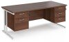 Dams Maestro 25 Rectangular Desk with Twin Cantilever Legs, 2 and 3 Drawer Pedestals - 1800 x 800mm - Walnut