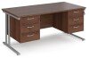 Dams Maestro 25 Rectangular Desk with Twin Cantilever Legs, 3 and 3 Drawer Pedestals - 1600 x 800mm - Walnut