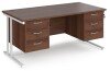 Dams Maestro 25 Rectangular Desk with Twin Cantilever Legs, 3 and 3 Drawer Pedestals - 1600 x 800mm - Walnut