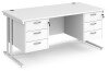 Dams Maestro 25 Rectangular Desk with Twin Cantilever Legs, 3 and 3 Drawer Pedestals - 1600 x 800mm - White