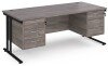 Dams Maestro 25 Rectangular Desk with Twin Cantilever Legs, 3 and 3 Drawer Pedestals - 1800 x 800mm - Grey Oak