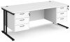 Dams Maestro 25 Rectangular Desk with Twin Cantilever Legs, 3 and 3 Drawer Pedestals - 1800 x 800mm - White