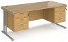 Dams Maestro 25 Rectangular Desk with Twin Cantilever Legs, 3 and 3 Drawer Pedestals - 1800 x 800mm - Oak