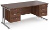 Dams Maestro 25 Rectangular Desk with Twin Cantilever Legs, 3 and 3 Drawer Pedestals - 1800 x 800mm - Walnut