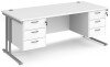 Dams Maestro 25 Rectangular Desk with Twin Cantilever Legs, 3 and 3 Drawer Pedestals - 1800 x 800mm - White