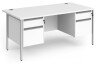 Dams Contract 25 Rectangular Desk with Straight Legs, 2 and 2 Drawer Fixed Pedestals - 1600 x 800mm - White