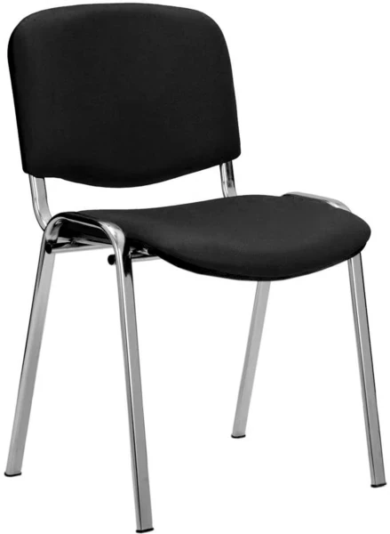 Nautilus ISO Chrome Frame Stackable Conference Vinyl Chair - Black - Black