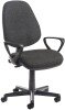 Gentoo Bilbao Fabric Operators Chair with Lumbar Support and Fixed Arms - Charcoal